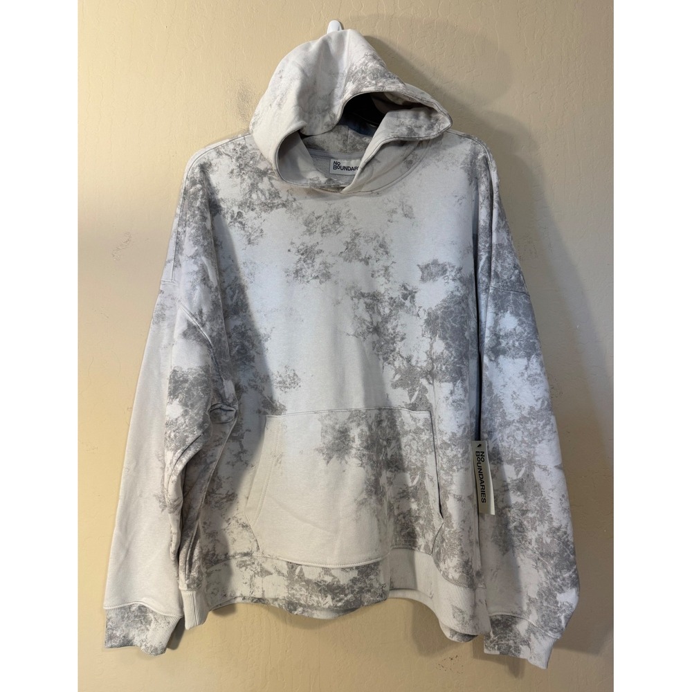 No Boundaries Hoodie Men 2XL Gray Tie Dye Gray Pullover Sweatshirt NEW